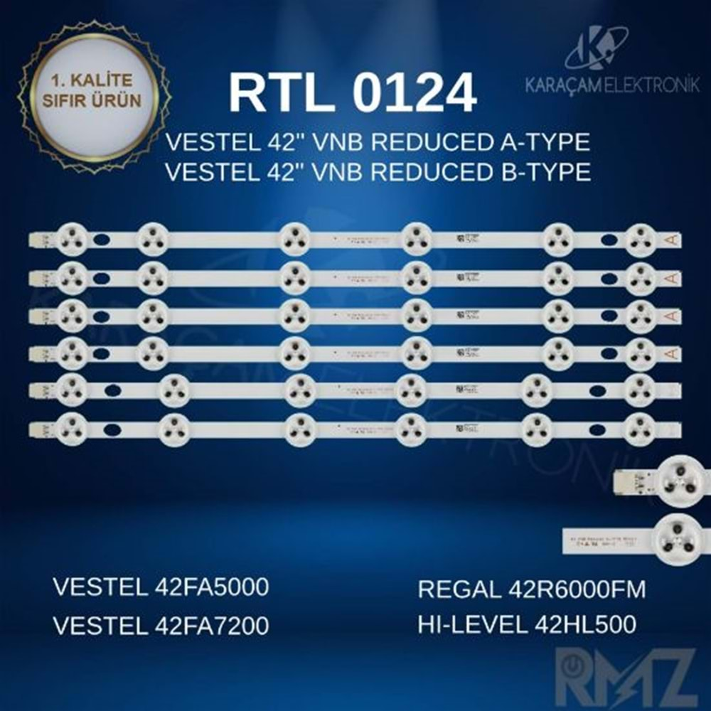 RTL-0124 (SET-2047) Vestel 42 /VESTEL 42FA5000 LED BAR, VESTEL 42FA7200 LED BAR, REGAL 42R6000FM LED BAR, REGAL 42R6010F LED BAR, HI-LEVEL 42HL500 LED BAR, 42FA8000 LED BAR, NEXON 42NX600 LED BAR,(42FA8000) (42NX600) (42FX610F) (42SD6100) (42R6010F)