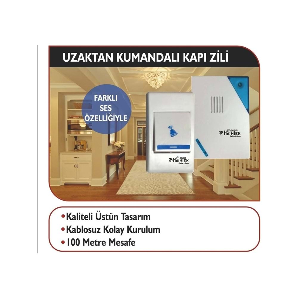 Hightek HT-3206 Uzaktan Kumandalı Kablosuz Kapı Zili