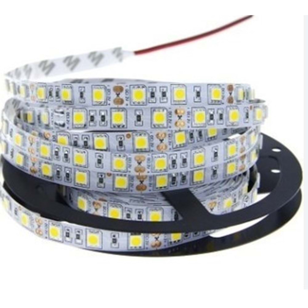 12 Volt 3528 Sarı Tek Çip 60 Led Silikonlu Dış Mekan Şerit Led - 5 Metre