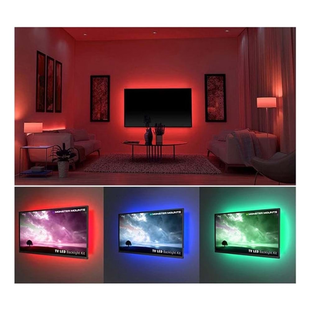 Magicline 54547 Rgb 3 Çip 60 Led Silikonsuz 5 Metre TV Arkası Led Uygulamalı