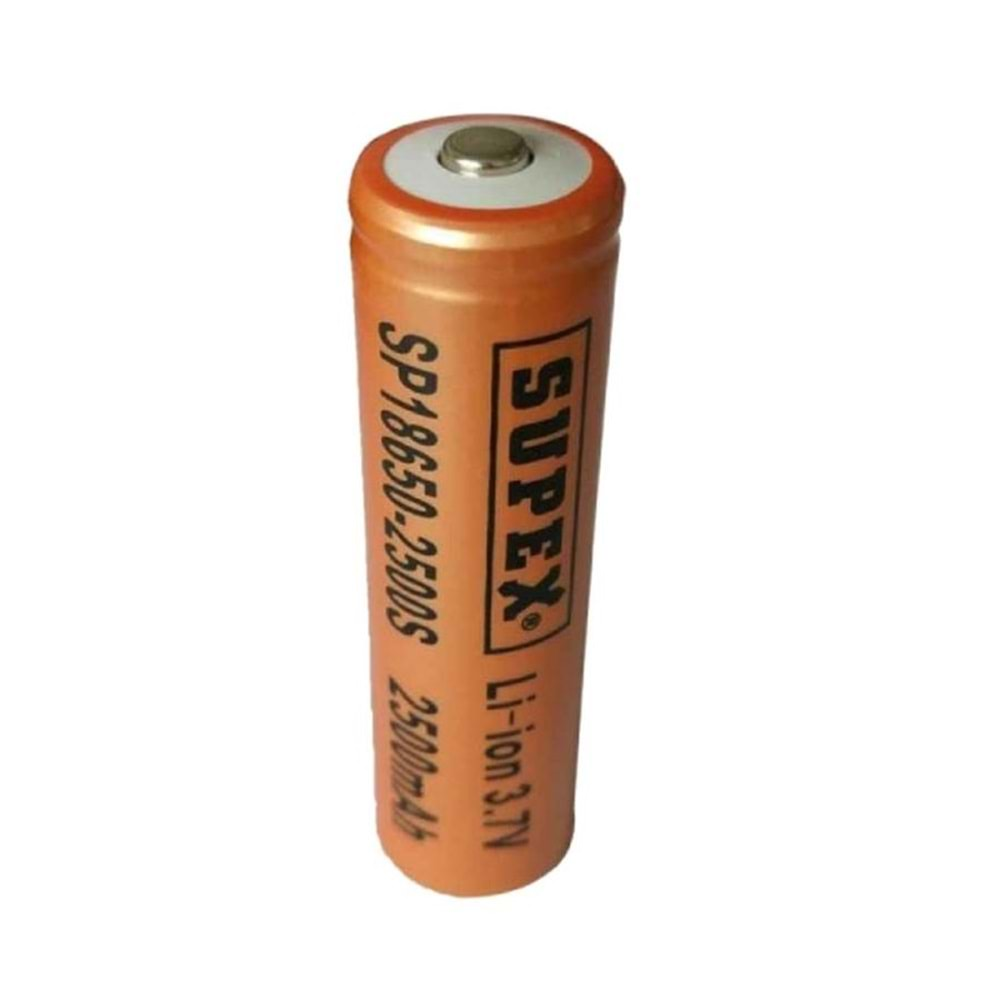 Supex SP18650-2500S 3.7 Volt 2500 mAh Başlıklı Lityum Pil