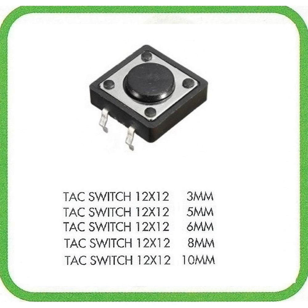 IC-202 Kare Buton Büyük Tac Switch 12x12x6mm 2 Li Paket Halinde