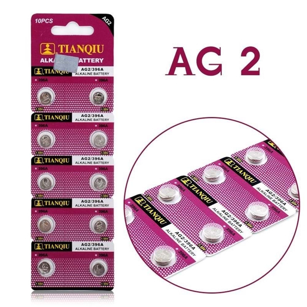 Tianqiu AG2 LR59/LR726 Alkalin 10 Lu Düğme Pil