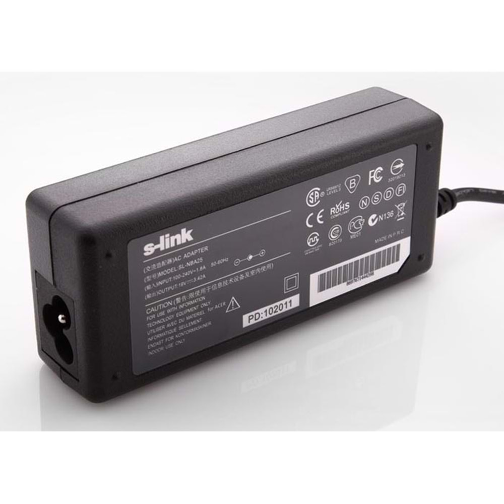 S-link SL-NBA25 19V 3.42A 5.5*1.75 Acer Aspire Notebook Adaptör