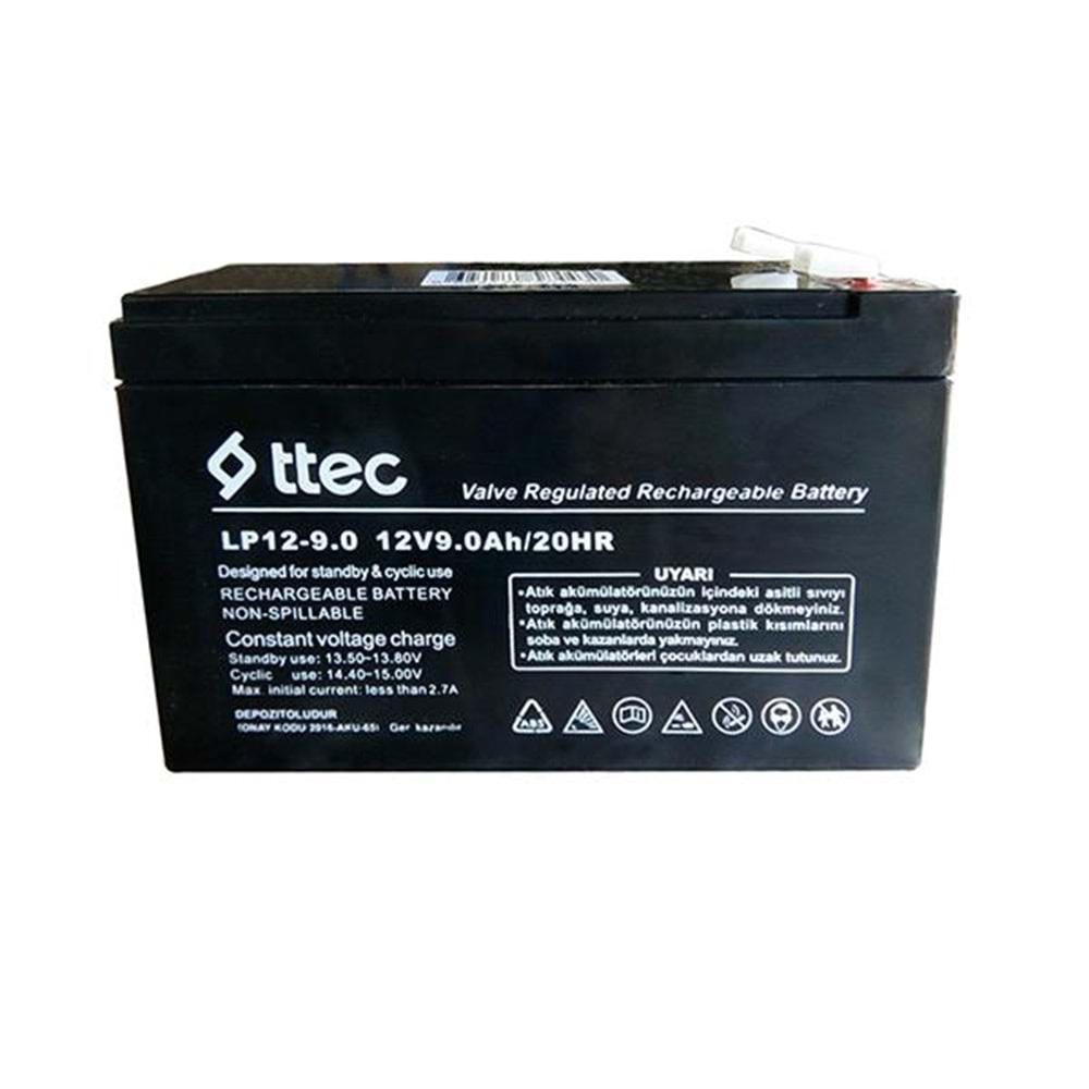 Ttec 12 Volt 9 Amper Bakımsız Kuru Akü