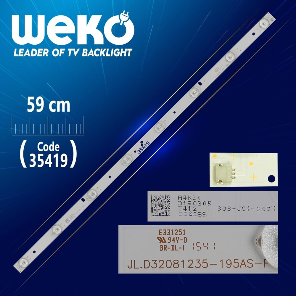 Weko 35419 ADET SATILIR. JL.D32081235-195AS-F-A1-303-J0*1-320H-8 LEDLİ 59 CM=LCD319=-YUMATU 32''