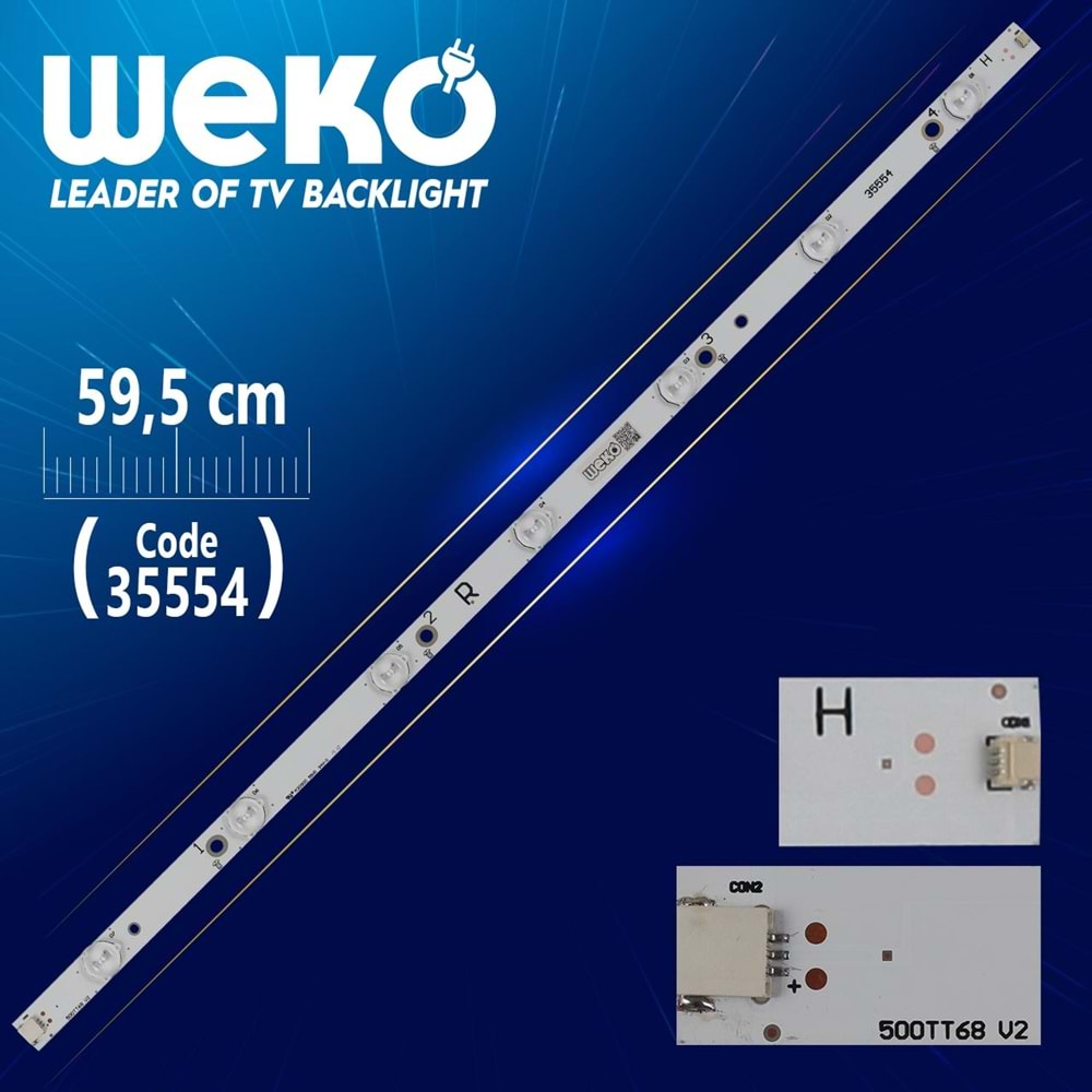 Weko 35554 SX-11800730A0-2B554-0-A-54F-3749 R-500TT68 V2 7 Ledli 59.5 Cm Led Tv Bar=SET-2068=SET-0110=LCD437=Tek Adet Satılır--50PUK6400|50PUT6400