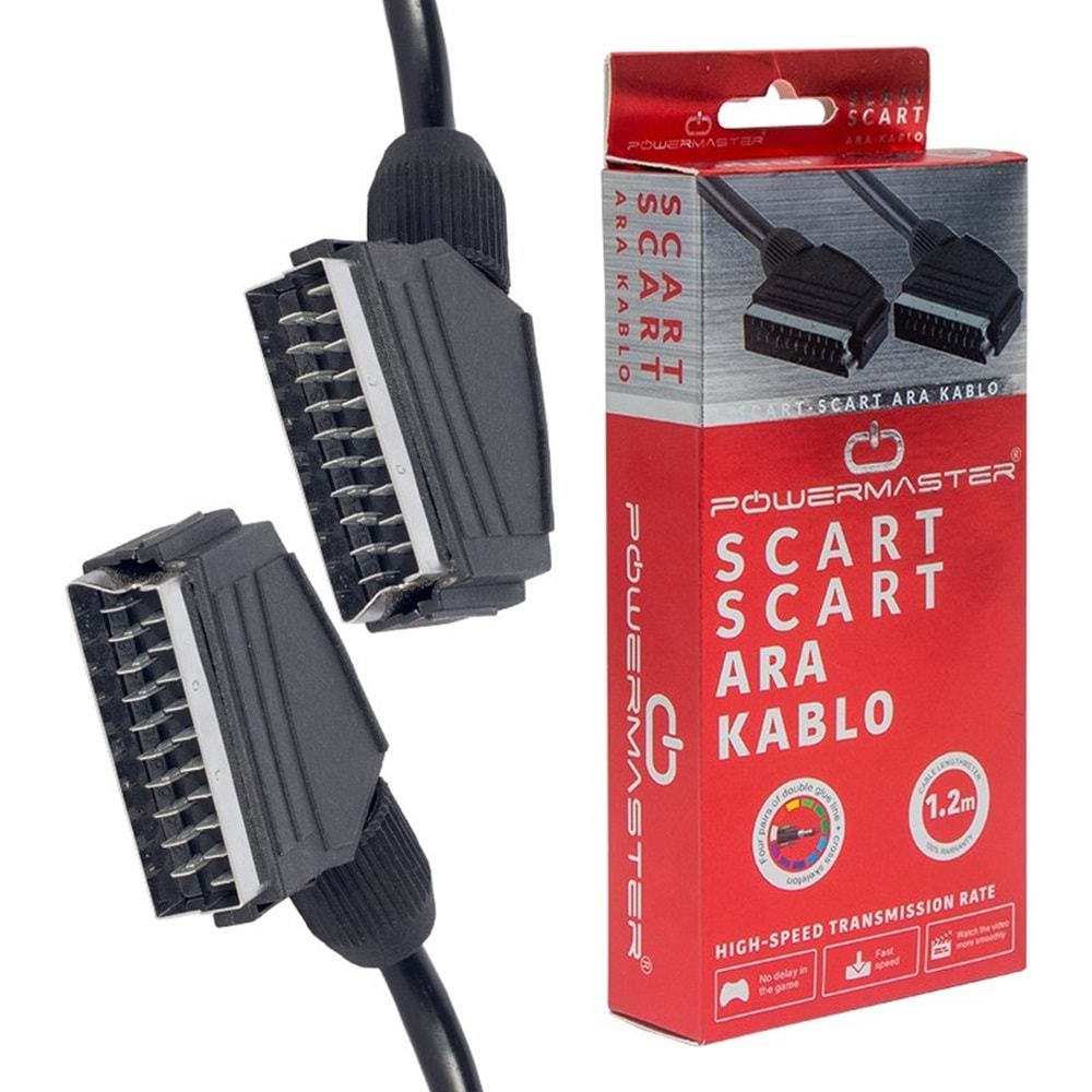 Powermaster 2912 1.2 Metre 7mm Scart-Scart Kablo