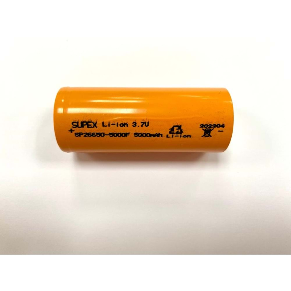 Supex 26650-5000F 3.7V 5000 mAh Şarj Edilebilir Pil