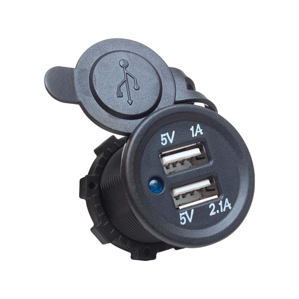 Powermaster PM-20045 5V 2.1A 5V 1A Şase Tipi Oto Usb Şarj