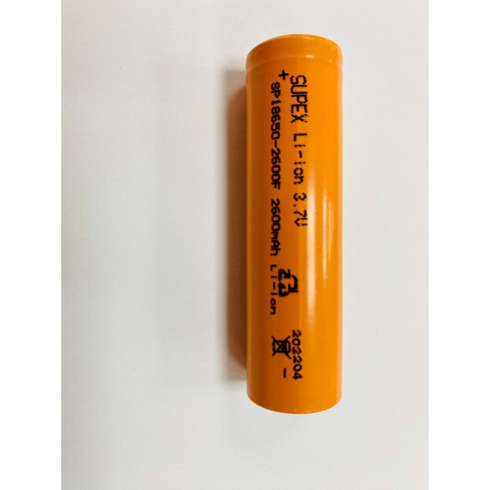 Supex SP18650-2600F 3.7 Volt 1800 mAh Düz Kafa Lityum Pil