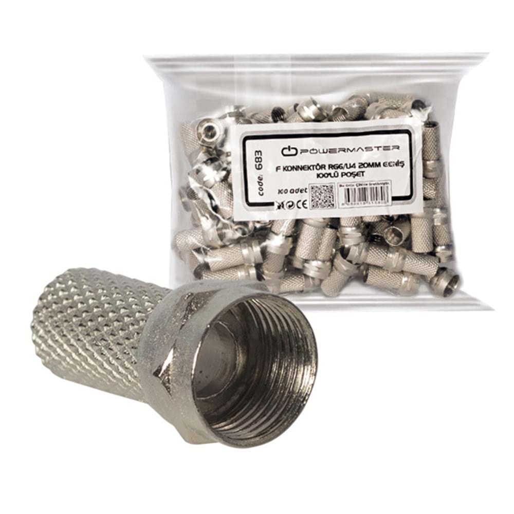 Powermaster 683 RG/U4 18MM Geniş F Konnektör -100 Lü Paket Halinde