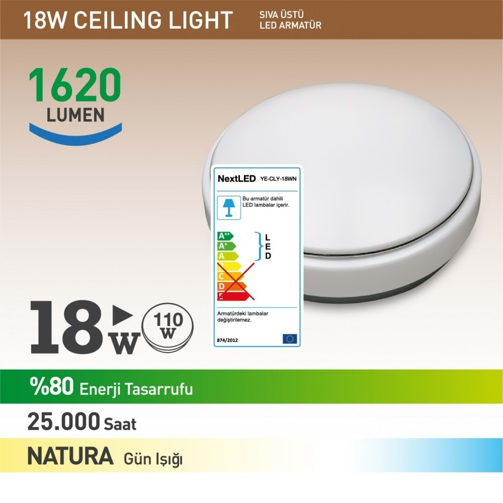 NextLed YE-CLY-18WN 18W Natura 1800LMN Led Armatür Spod Led