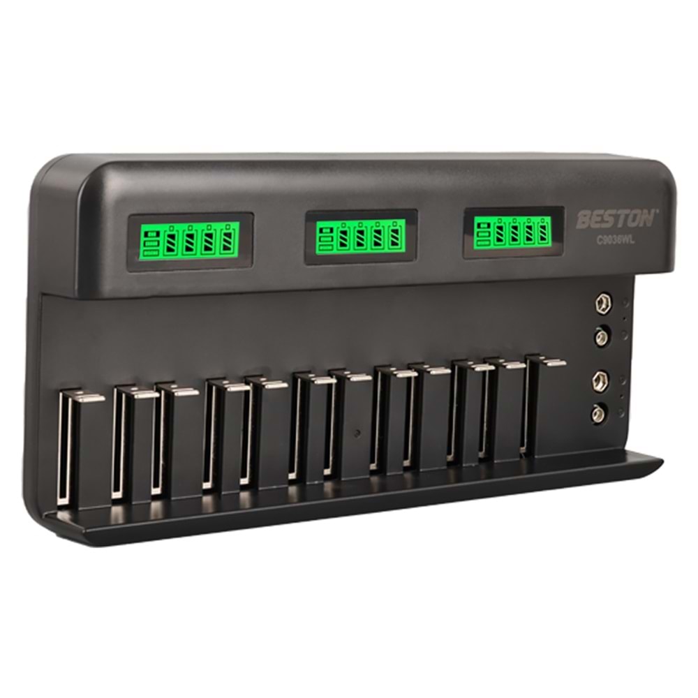 Beston C9036WL AA/AAA/9v/C Boy/Dboy/Ni-Mh/Ni-Cd/9v/Lityum Pil Lcd Ekranlı Hızlı Şarj Cihazı