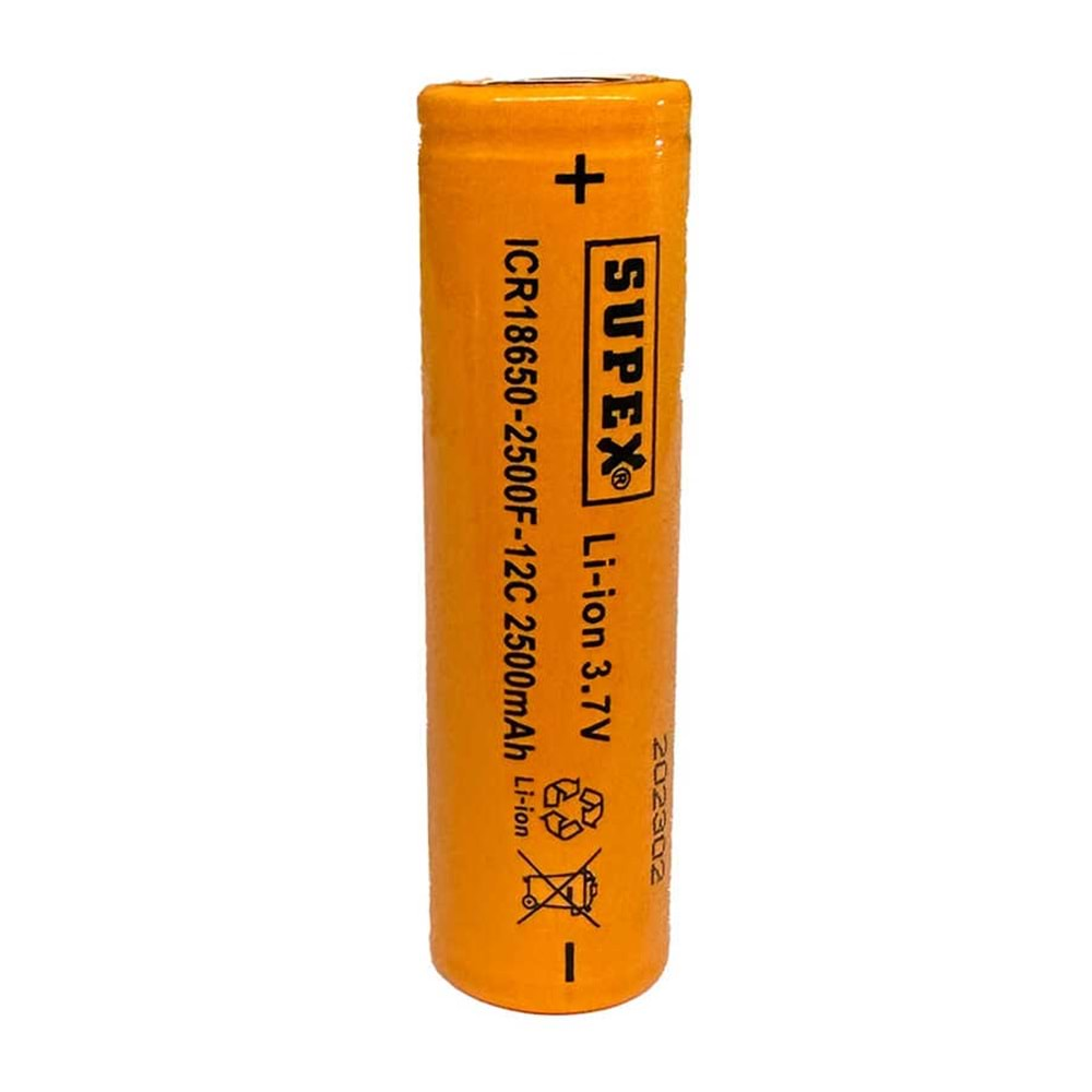 Supex ICR18650-2500F-12C 3.7 Volt 2500 mAh Başlıksız Lityum Pil