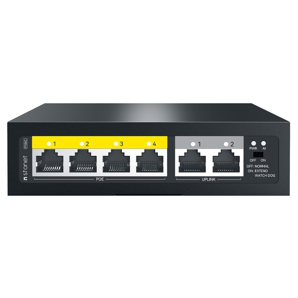 Stonet P106C 4+2 4 Port PoE 10/100 2 Port Uplink 10/100 58W PoE Switch