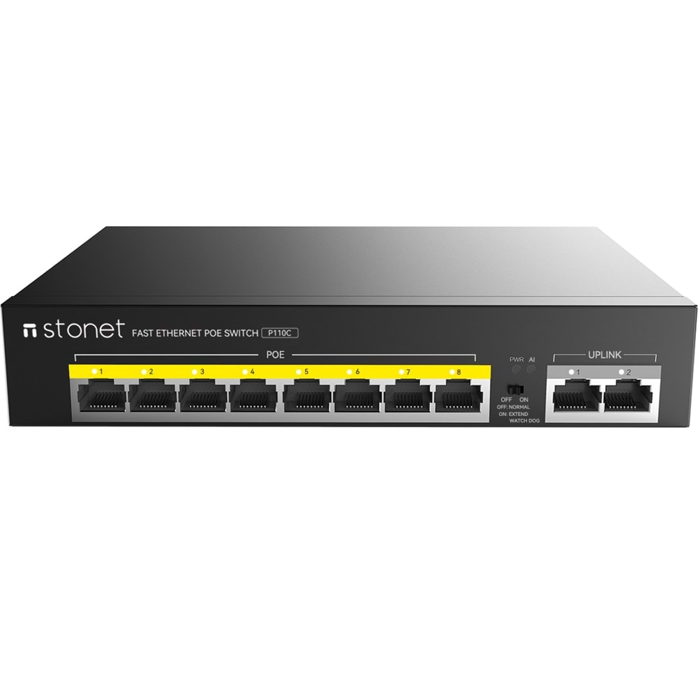 Stonet P110C 8+2 8 Port PoE 10/100 2 Port Uplink 10/100 100W PoE Switch