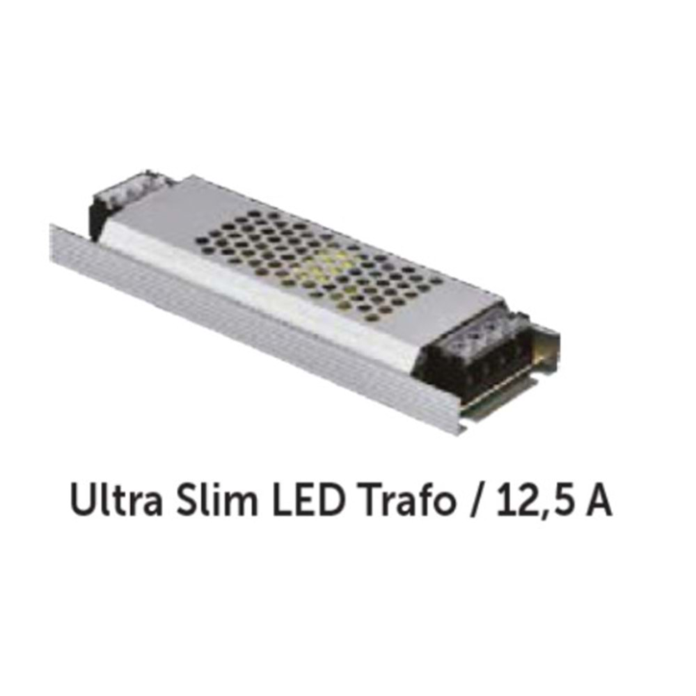 İnoled 2146 12 Volt 12.5 Amper Ultra İnce Tip Led Trafo Adaptör - 120 Watt - 12 Metre Led İçin