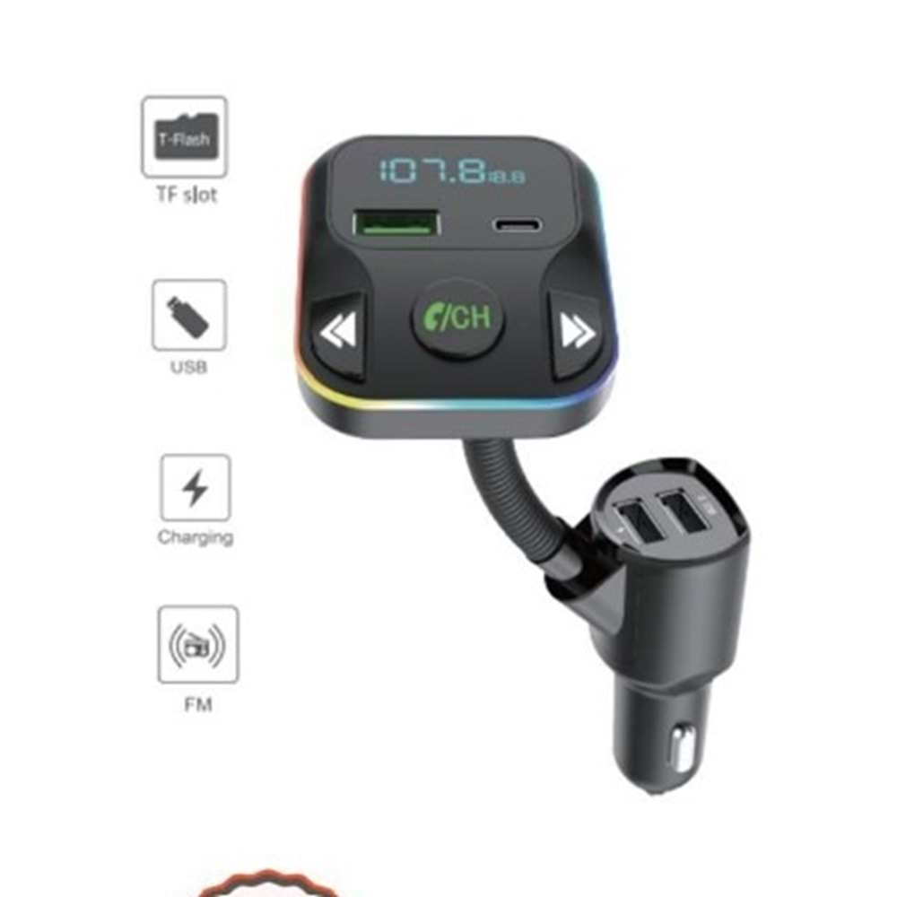 Torima G12 PD Şarj Özellikli Dijital Göstergeli Bluetooth Fm Transmitter