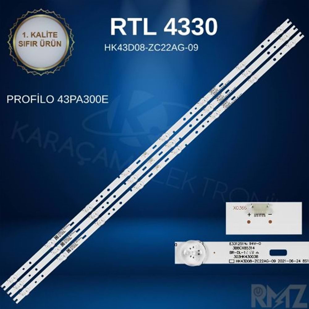 RTL-4330 (SET-2477-2301) Profilo 43 /PROFİLO 43PA300E , 43PA300, 06-43F6-3X8-852X18-170903, HK43D08-ZC22AG-09