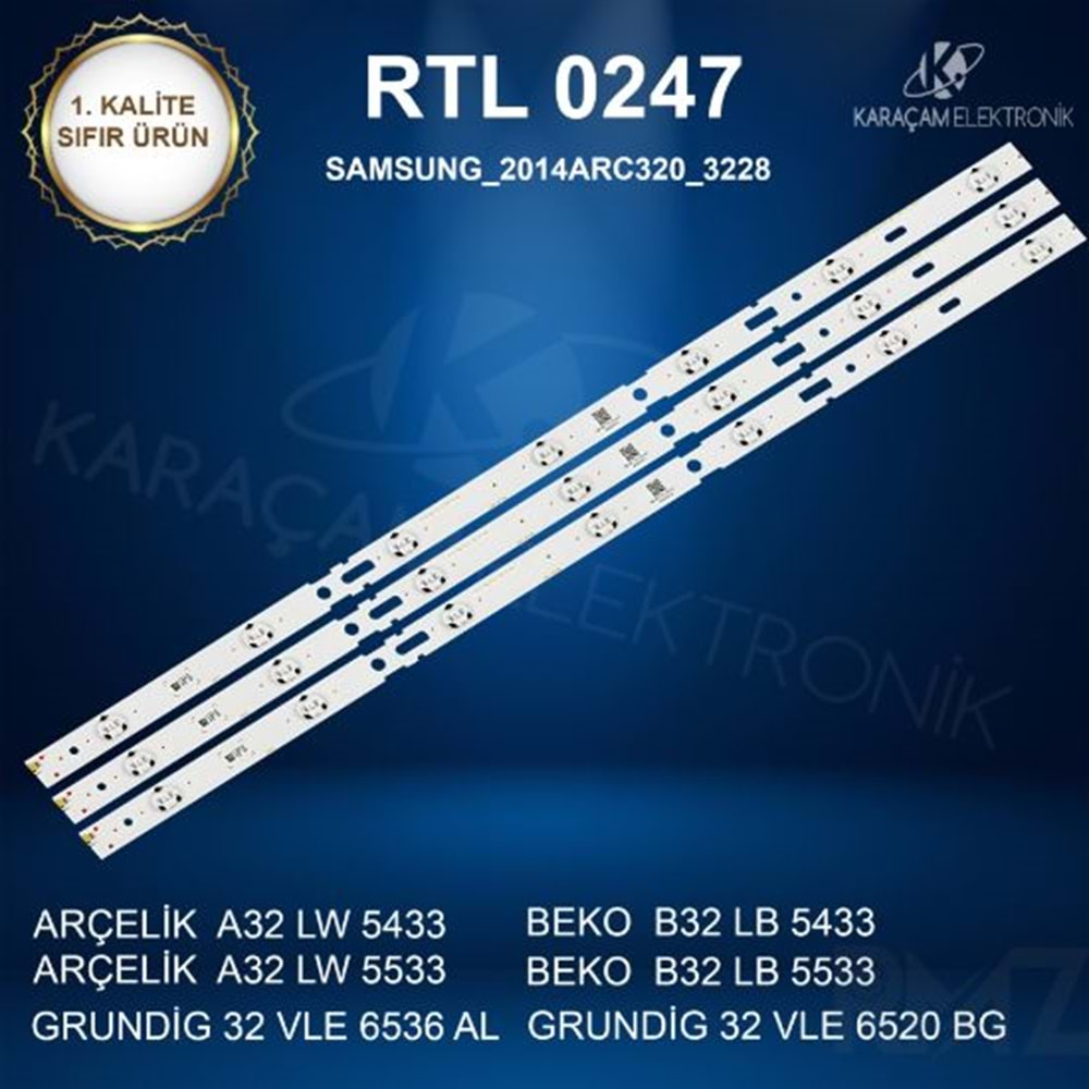 RTL-0247 (SET-2052) (62.5CM) Arçelik - Beko - Grundig 32 /ARÇELİK A32 LW 5433 LED BAR, ARÇELİK A32 LB 5433 LED BAR,A32 LW 5533 LED BAR, B32 LW 5533 LED BAR,GRUNDIG 32VLE6536 LED BAR