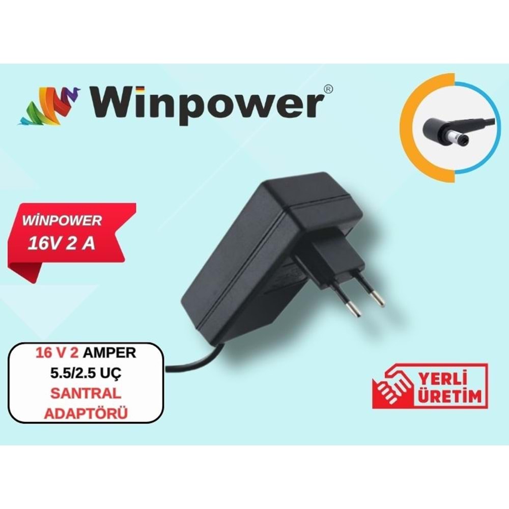 Winpower 16 Volt 2 Amper 5.5 x 2.5 mm Santral Adaptörü