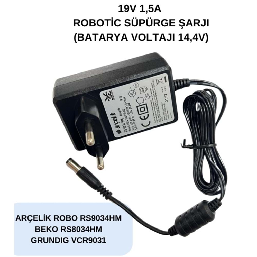 Swat ATZ437 19V 1.5A Arçelik-Beko-Grundig Robotik Süpürge Şarj Adaptörü
