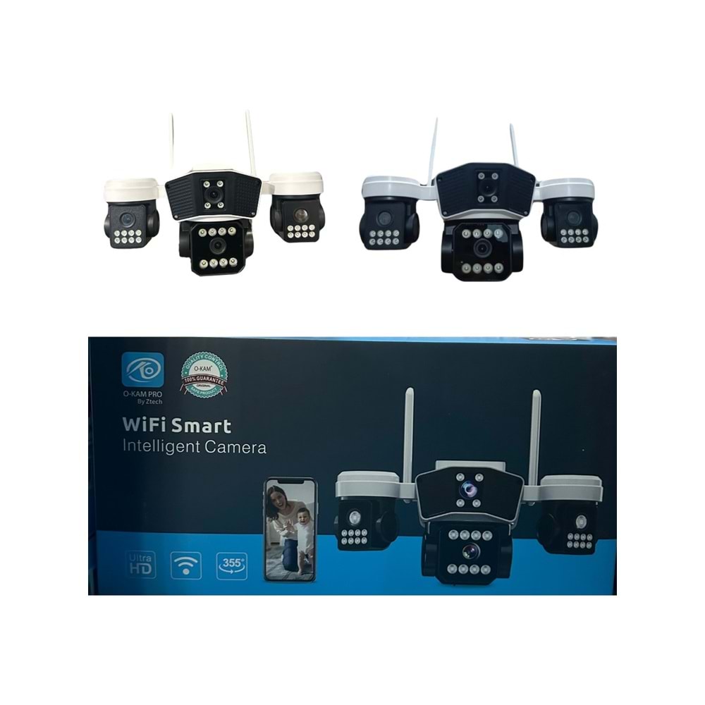 O-KAM Pro 8080 Wi-Fi 6MP PTZ Kamera Yanları ışıklı