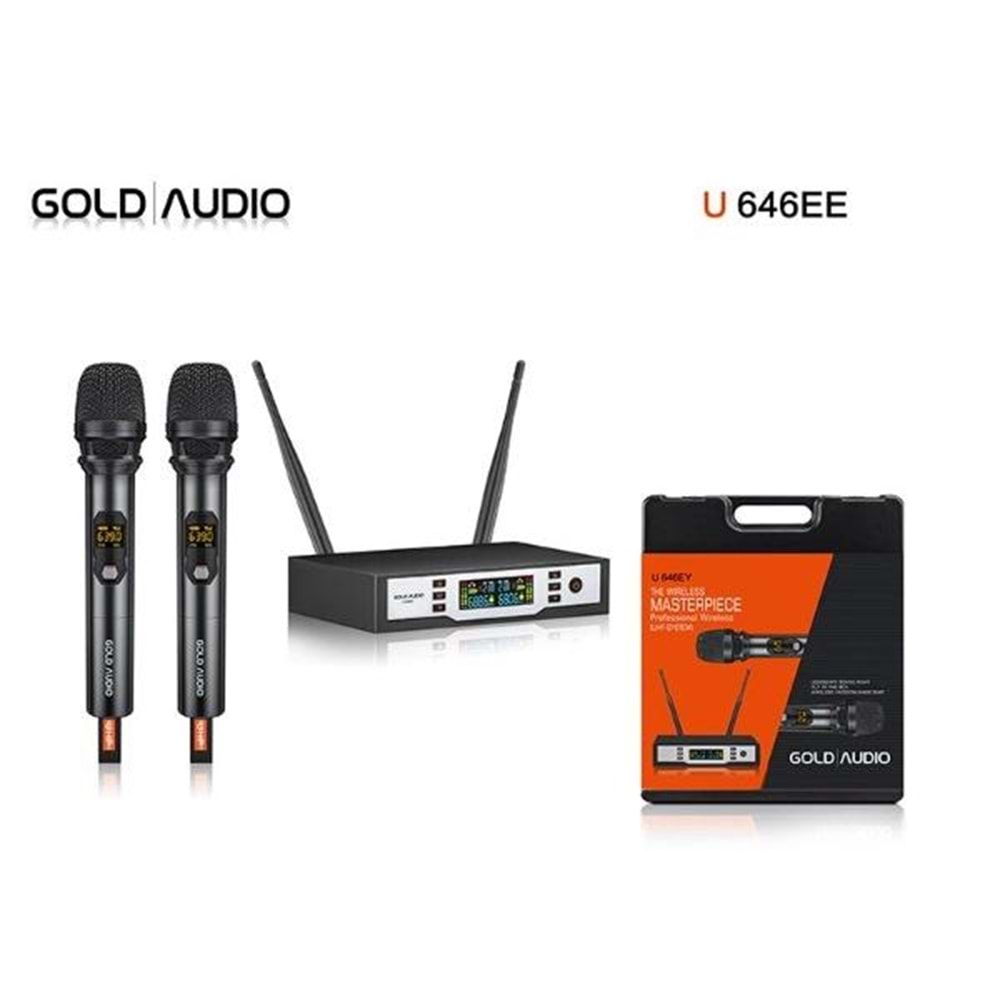 Gold Audio U-646EE Kablosuz 2 Li El+El UHF Mikrofonu