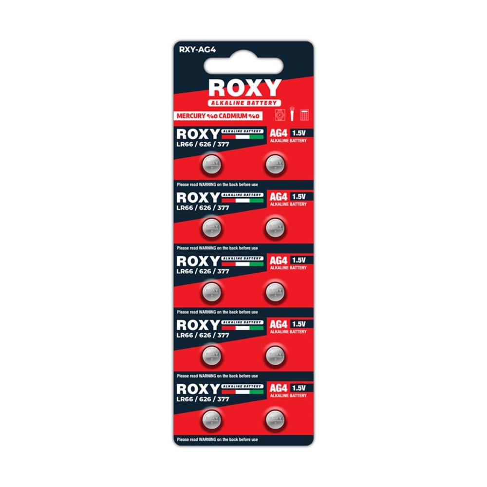 Roxy AG4 LR66 LR626 377A SR626 177 Alkalin 10 Lu Düğme Pil