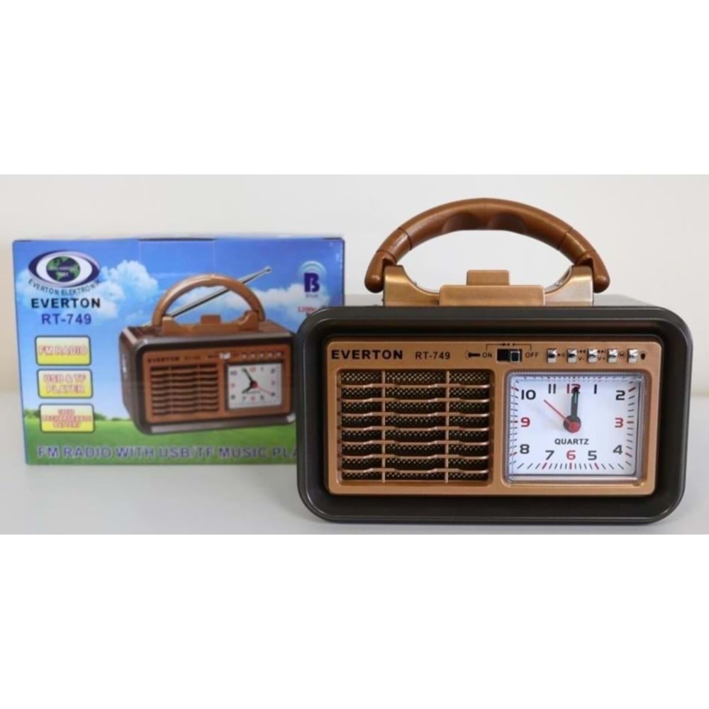 Everton RT-749 Saatli Usb Aux SD Kart Girişli Bluetooth Destekli Nostaljik Radyo