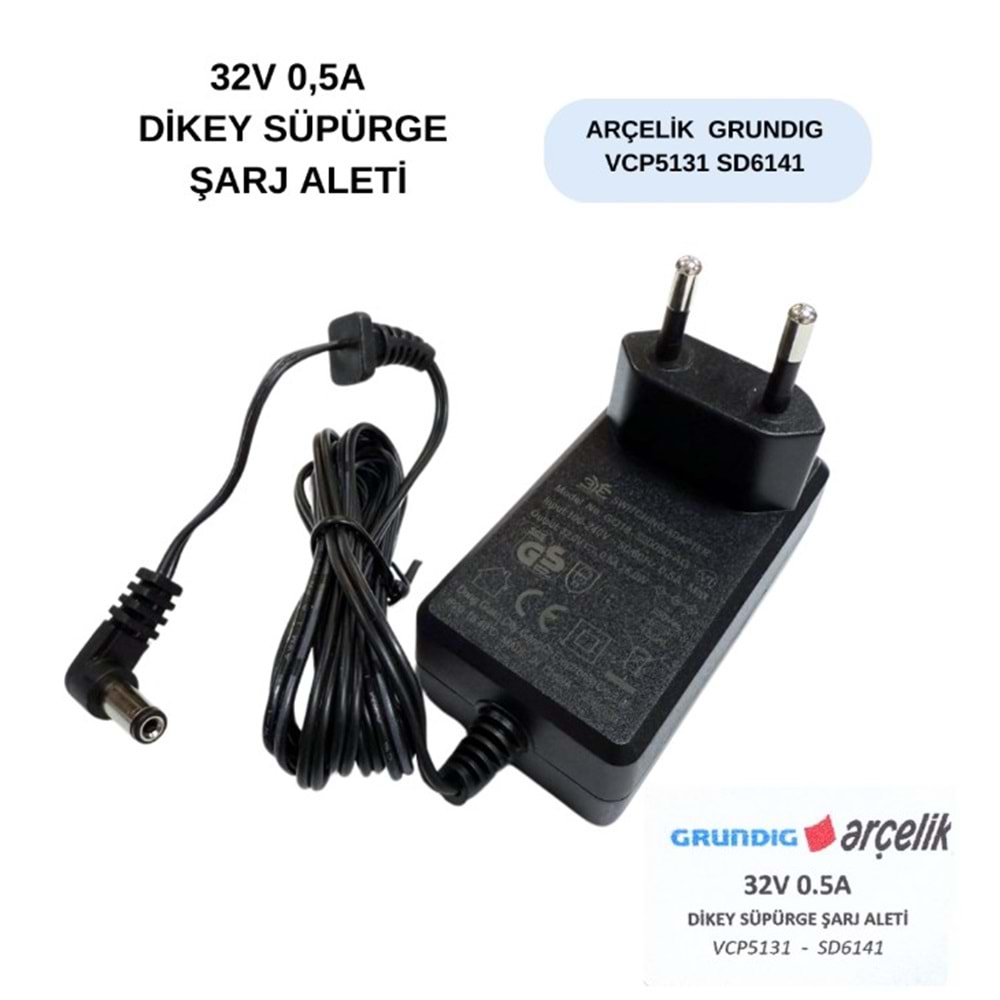 Swat ATZ443 32V 0.5A Arçelik Grundig Dikey Süpürge Şarj Adaptörü