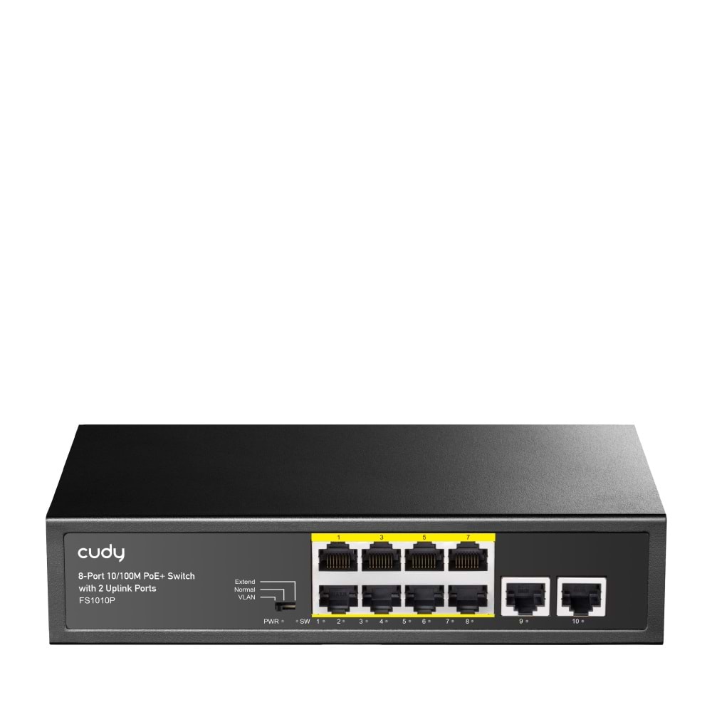 Cudy FS1010P 8 Port 10/100MBPS 120W Poe+ 2 Uplink Port Cctv Rack Mount Metal Switch