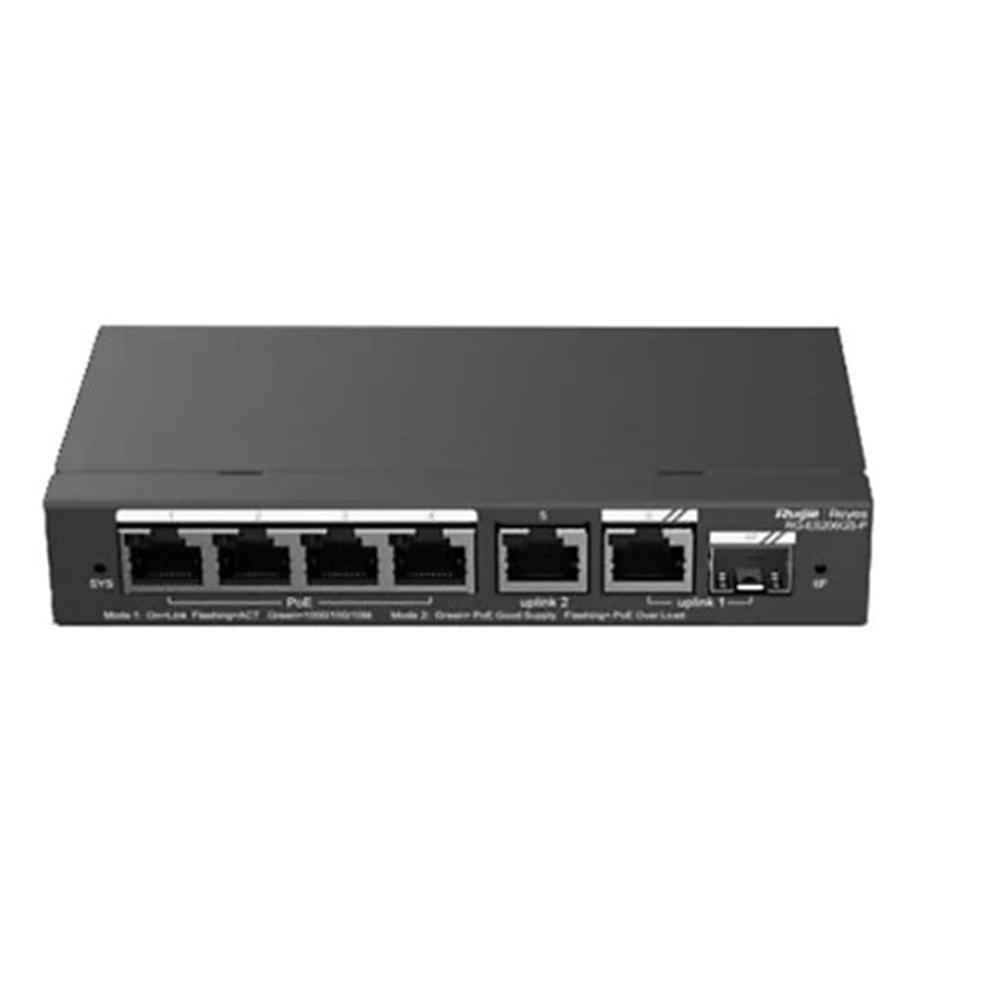 Ruijie Reyee RG-ES206GS-P 4 Port 10/100/1000 Mbps Gigabit PoE Yönetilebilir Switch