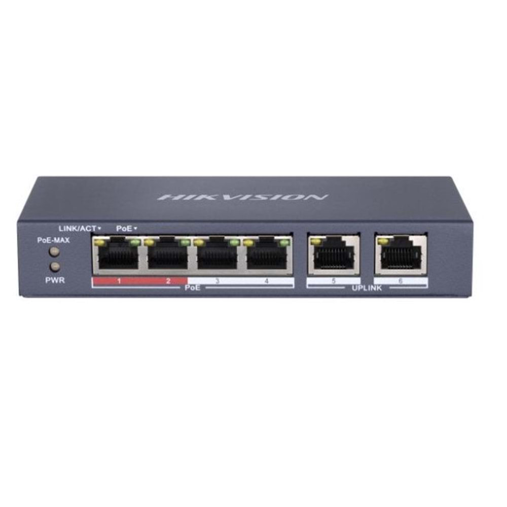 Hikvision DS-3E0106P-E-M 4 Port 10/100 Mbps PoE Switch+ 2 Port Uplink Fast Ethernet Switch