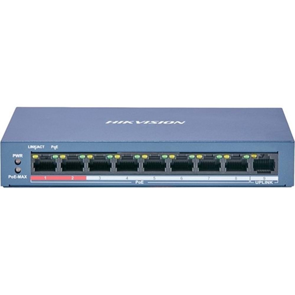Hikvision DS-3E1309P-EI 9 Port 10/100 8x Poe 123W Yönetilemez Switch