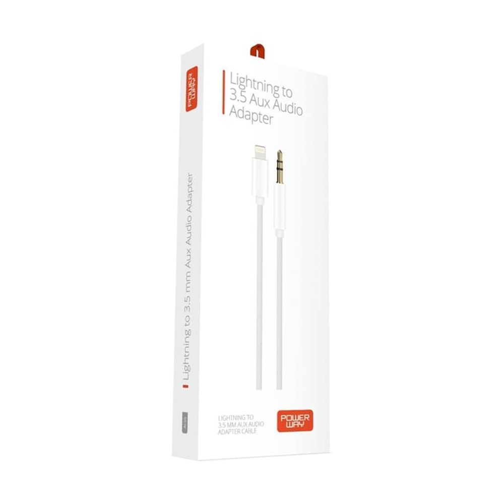 Powerway AC05 Lightning to 3.5mm Erkek Aux Dönüştürücü Aux Çevirici