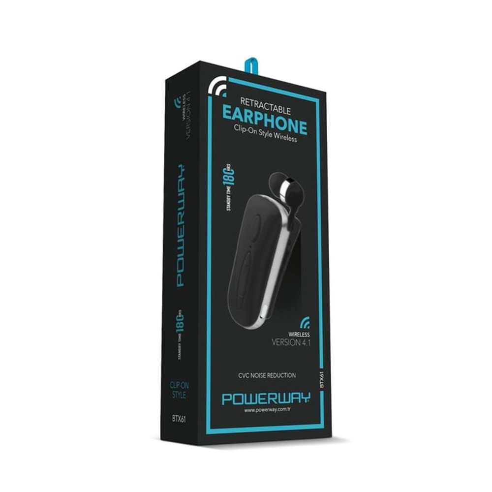 Powerway BTX61 Siyah Makaralı Bluetooth Kulaklık iOS & Android Uyumlu