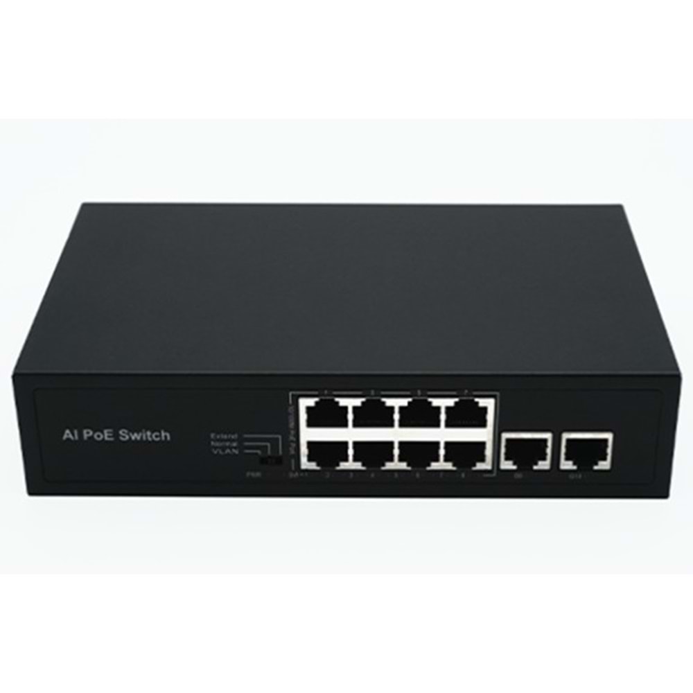 Magicline PS10M-82EEM 8 Port Poe + 2 Uplink Switch 96W Poe Switch