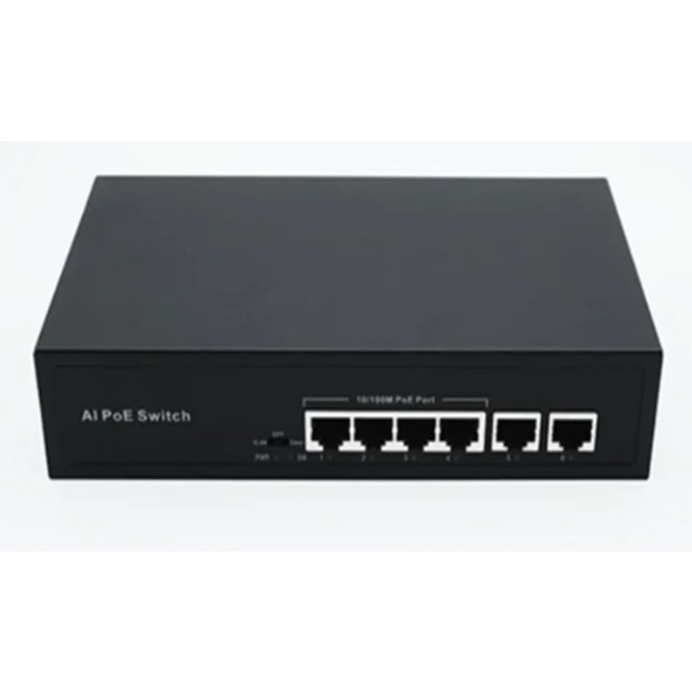 Magicline PS6M-42EE 4 Port Poe + 2 Uplink Switch 55W Poe Switch