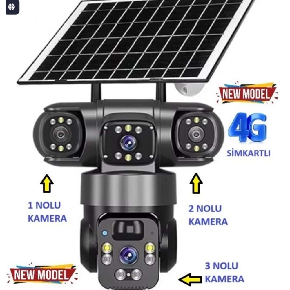 O-KAM Pro 6060 4G Solar 6MP PTZ Kamera 3 Lensli