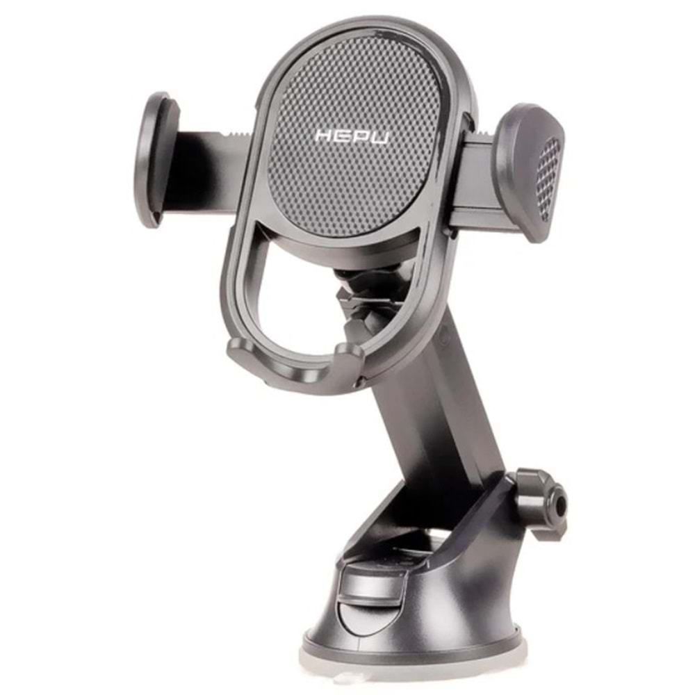 Hepu HP-A02 Araç Cam Tipi Telefon Tutucu – Yuvarlak Gövde + Ayarlanabilir Kol + Güçlü Vantuz