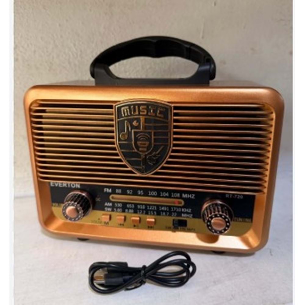 Everton RT-720 USB Aux SD Kart Girişli Bluetooth Destekli Nostaljik Solar Radyo