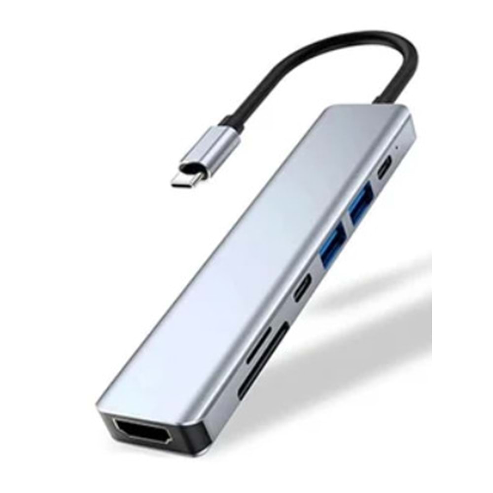 Hepu HP-B06 6-in-1 Type-C USB-C HUB – HDMI + 2x USB 3.0 + SD/TF Kart Okuyucu + Type-C PD Girişli