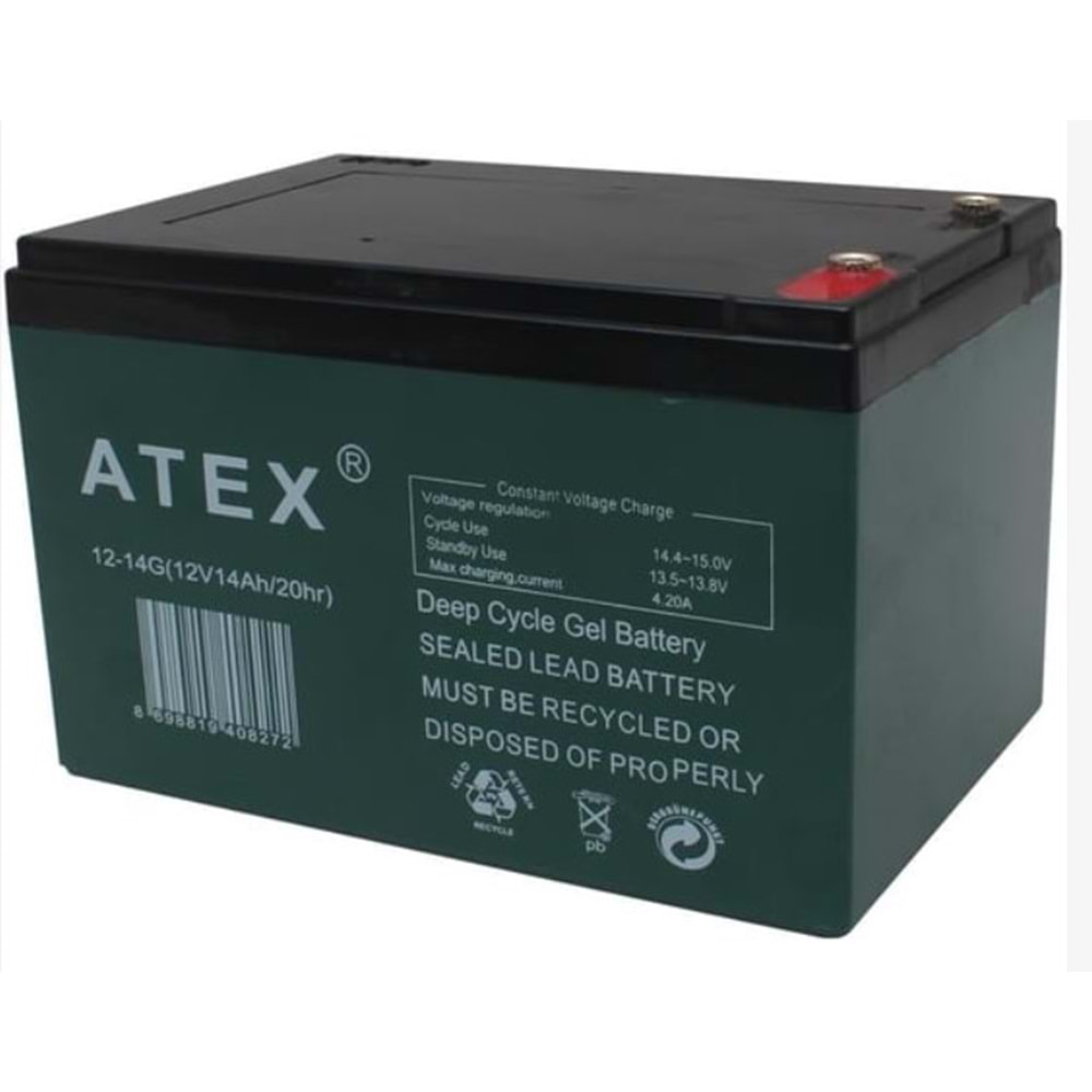 Atex 12-14G 12 Volt 14 Amper 150x97x95 mm Jel Akü