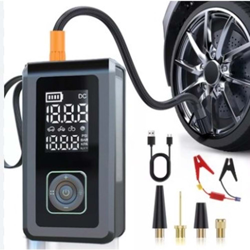 Cepini CP-11 Akü Takviyesi Fener Powerbank Şarjlı Pompa Taşınabilir Kompresör