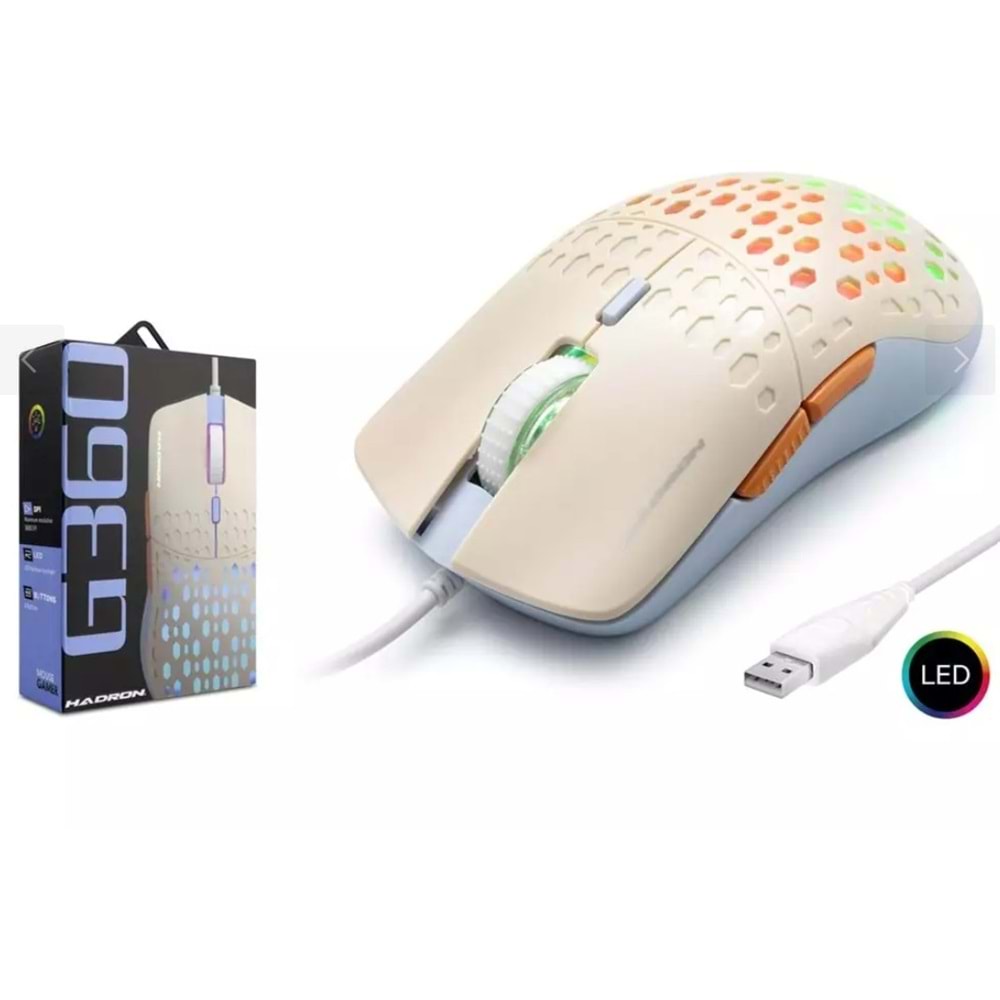 Hadron Shooter G360 Kablolu Oyuncu Mouse Rgb 3600Dpi 150Cm Siyah