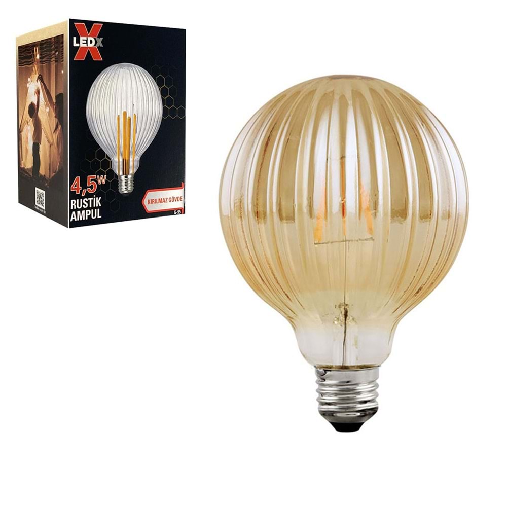 Ledx G-95 Kırılmaz Gövde 4.5 Watt Çizgili Rustik Ampul