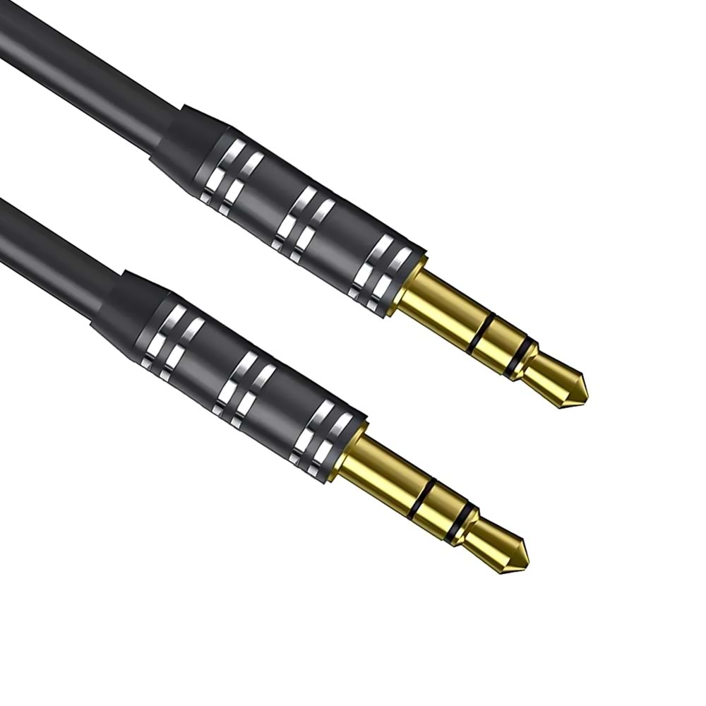 Powermaster PM-3835 3.5 MM 1.5 Metre Metal Başlık Stereo AUX Kablo Kalın Silikonlu (Erkek/Erkek)