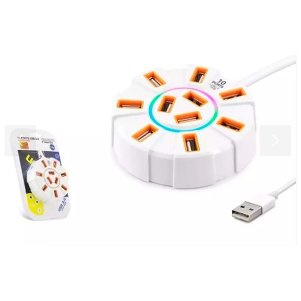 Hadron HDX7034 Usb Hub 2.0 10*Usb 1.2M Beyaz